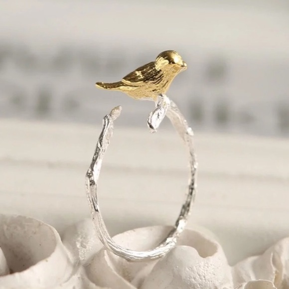 “Morning Companion” Bird Tree Branch Nature Ring - Picture 12 of 12